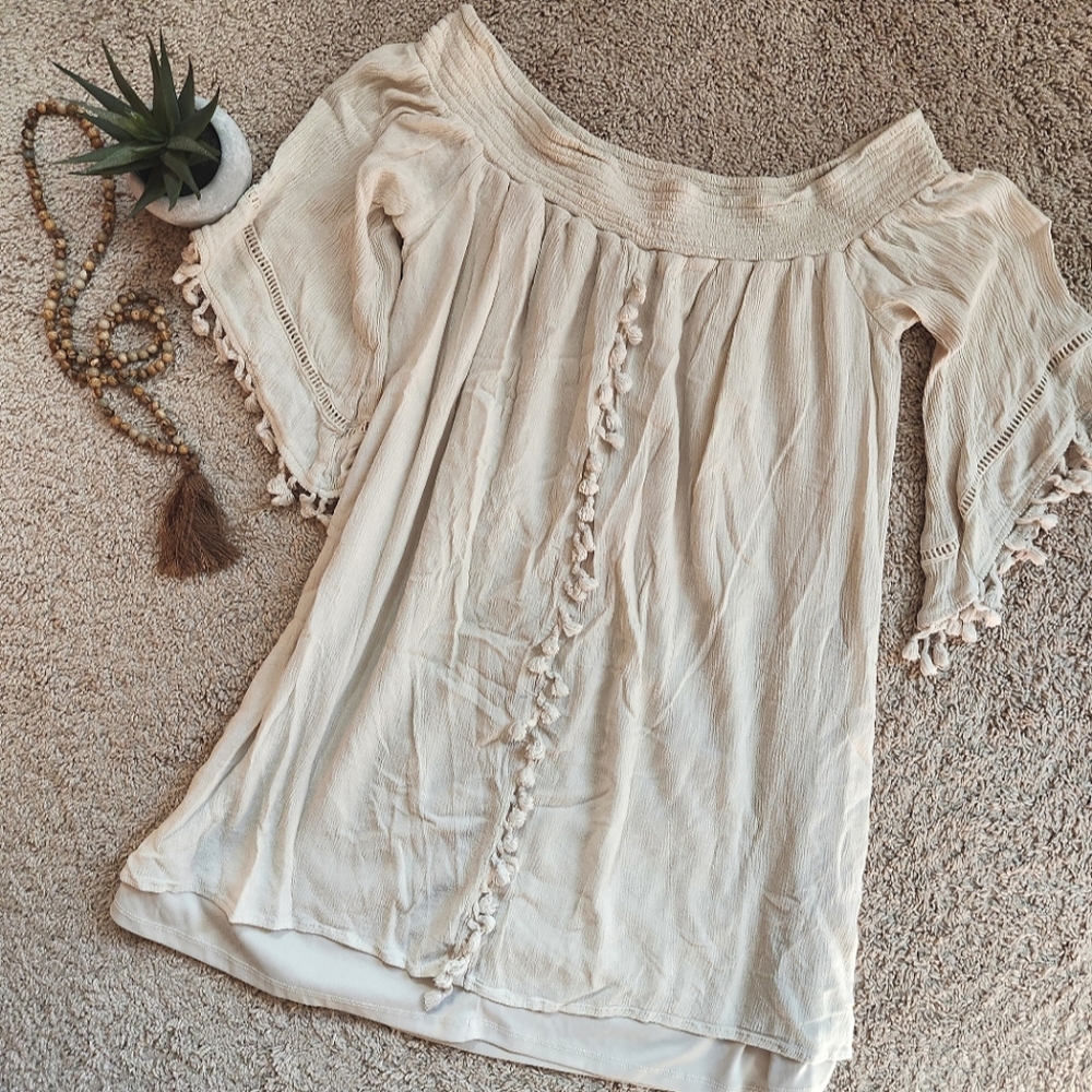Xhilaration Tassle Off Shoulder Dress